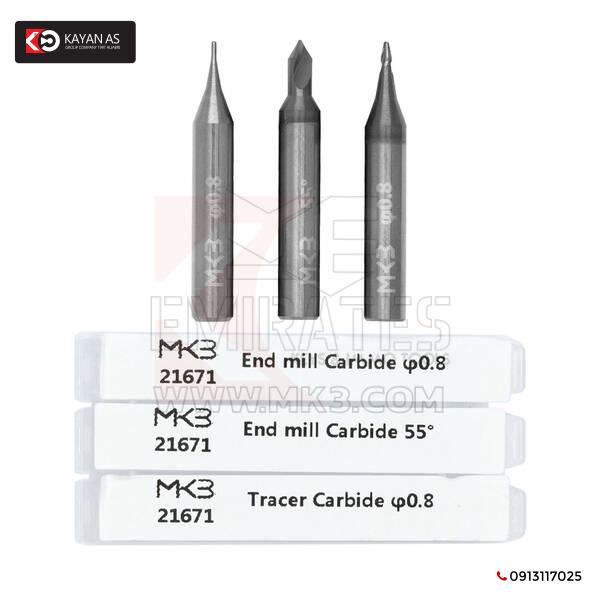2 مطحنة نهائية و1 مجموعة من كربيد نقطة التتبع مكونة من 3 قطع (φ0.8 - 50° - φ0.8)